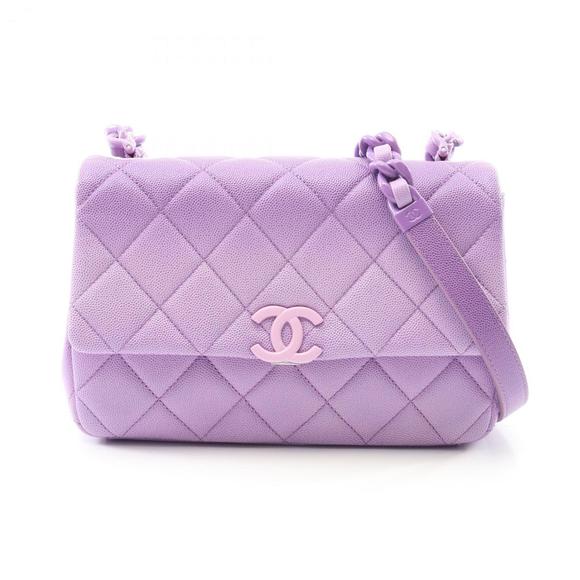 CHANEL Handbags - CHANEL Matelasse Shoulder Bag in Calfskin Leather, Purple